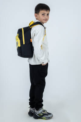 Siyah Sarı Ayıcık Yüzlü Unisex Çocuk Anaokulu Sırt Çantası – Sevimli Hayvan Figürlü Kreş Çantası - 5