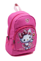 Pembe Hello Kitty Figürlü Kız Çocuk Anaokulu Sırt Çantası – Çiçek Desenli, Sevimli Kreş Çantası - Probag (1)