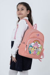 Pembe Labubu Figürlü Kız Çocuk Anaokulu Sırt Çantası – Sevimli Desenli, Hafif Kreş Çantası - Probag