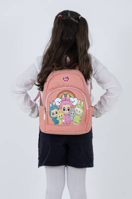 Pembe Labubu Figürlü Kız Çocuk Anaokulu Sırt Çantası – Sevimli Desenli, Hafif Kreş Çantası - 3