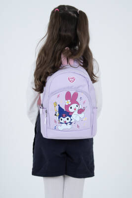 Açık Mor My Melody & Kuromi Figürlü Kız Çocuk Anaokulu Sırt Çantası – Müzik Temalı Kreş Çantası - 3