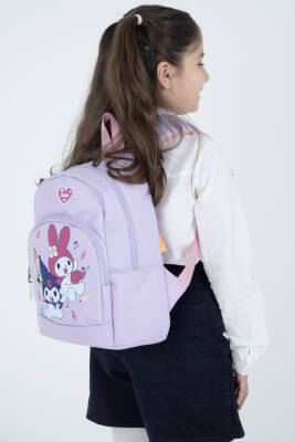 Açık Mor My Melody & Kuromi Figürlü Kız Çocuk Anaokulu Sırt Çantası – Müzik Temalı Kreş Çantası - 4