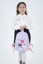 Açık Mor My Melody & Kuromi Figürlü Kız Çocuk Anaokulu Sırt Çantası – Müzik Temalı Kreş Çantası - 6