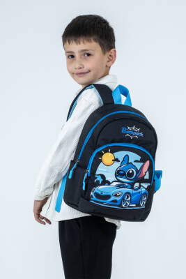 Siyah Sitiç Figürlü Arabalı Erkek Çocuk Anaokulu Sırt Çantası – Havalı, Ergonomik Kreş Çantası - 1