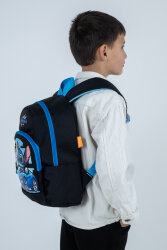 Siyah Sitiç Figürlü Arabalı Erkek Çocuk Anaokulu Sırt Çantası – Havalı, Ergonomik Kreş Çantası - 4