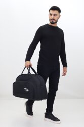 Siyah Spor ve Seyahat Çantası – Ayakkabı Bölmeli, Su Geçirmez, Omuz Askılı Antrenman Çantası - 3