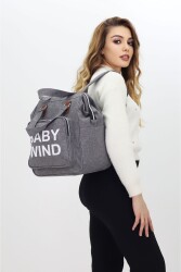 Termal Biberon Bölmeli Gri Anne Bebek Bakım Çantası Deri Detaylı Askılı Bebek Arabası Uyumlu - Probag
