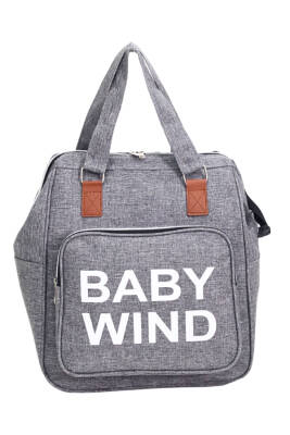 Termal Biberon Bölmeli Gri Anne Bebek Bakım Çantası Deri Detaylı Askılı Bebek Arabası Uyumlu - 2