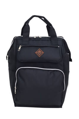 Termal Bölmeli Siyah Anne Bebek Sırt Çantası Geniş Hacimli Bebek Bakım Çantası Bebek Arabası Uyumlu - 2