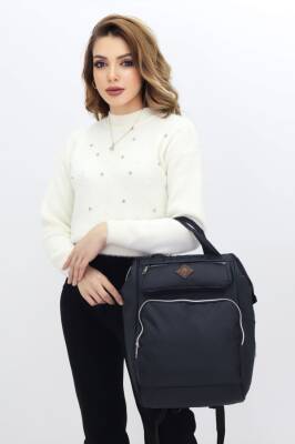 Termal Bölmeli Siyah Anne Bebek Sırt Çantası Geniş Hacimli Bebek Bakım Çantası Bebek Arabası Uyumlu - 5