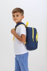 Tilki Figürlü Lacivert Anaokulu Kreş Çantası 4 Bölmeli Erkek Kız Çocuk Sırt Çantası - Probag (1)