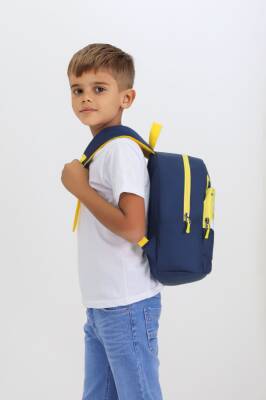Tilki Figürlü Lacivert Anaokulu Kreş Çantası 4 Bölmeli Erkek Kız Çocuk Sırt Çantası - 2