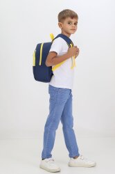 Tilki Figürlü Lacivert Anaokulu Kreş Çantası 4 Bölmeli Erkek Kız Çocuk Sırt Çantası - 3