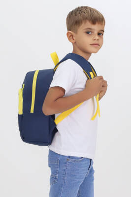 Tilki Figürlü Lacivert Anaokulu Kreş Çantası 4 Bölmeli Erkek Kız Çocuk Sırt Çantası - 4