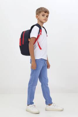Tilki Figürlü Siyah Kırmızı Anaokulu Kreş Çantası 4 Bölmeli Erkek Çocuk Sırt Çantası - 4