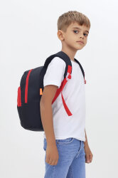 Tilki Figürlü Siyah Kırmızı Anaokulu Kreş Çantası 4 Bölmeli Erkek Çocuk Sırt Çantası - 5